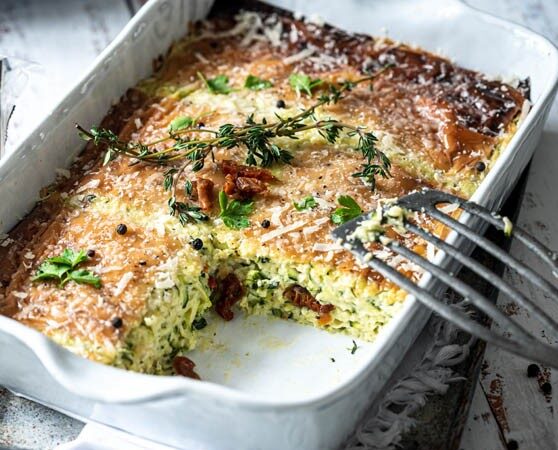 Zucchini Auflauf mit Rupp Schwarzer Pfeffer Käse-Scheiben | Rupp